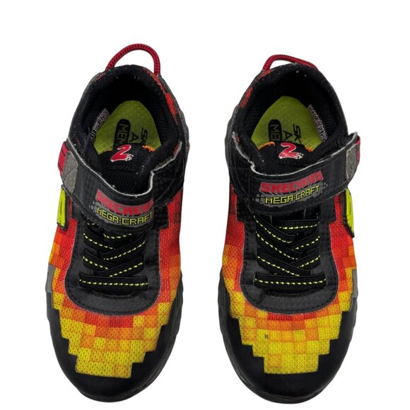 Skechers Kids Mega-Craft Shoes Size 12 BK/RD Pixel Design Hook Loop Strap - Picture 3 of 5